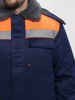 Куртка зимняя Бригада NEW, т/синяя с оранжевой отделкой