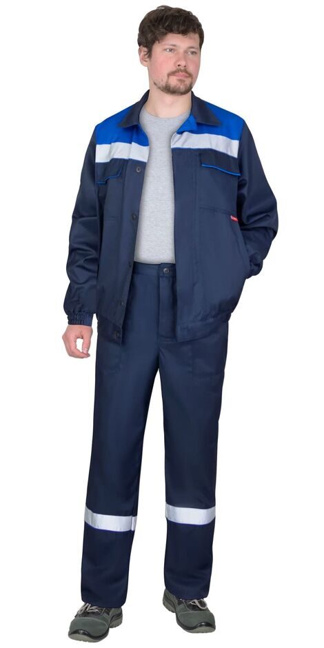 Костюм "МАСТЕР-РОСС" летний, куртка кор. и брюки, т-синий с вас. с СОП 50 Галактика 215