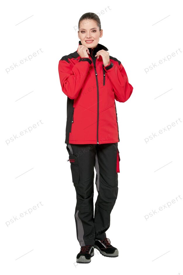 Куртка рабочая женская демисезонная "Студио" цвет красный с черной отделкой