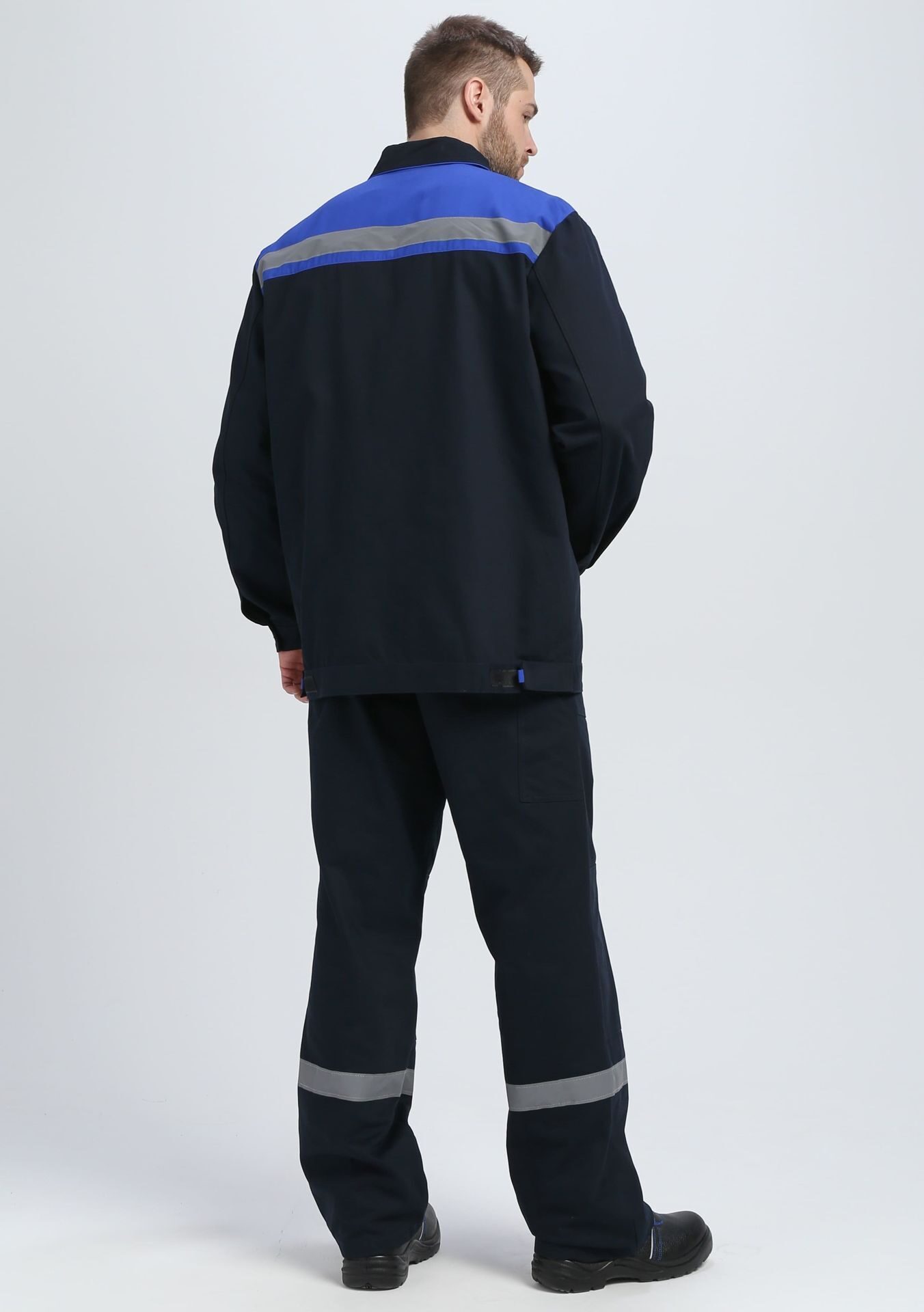 Костюм ИТР СОП IMP (тк.Саржа,250), куртка и полукомбинезон, т/синий с васильковой отделкой
