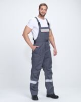 Костюм рабочий Фаворит-2 Премиум СОП IMP, куртка и полукомбинезон, т/серый с красной отделкой