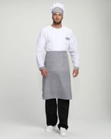 Костюм повара Шеф-2, белый/черный/принт-клетка