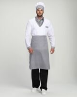 Костюм повара Шеф-2, белый/черный/принт-клетка